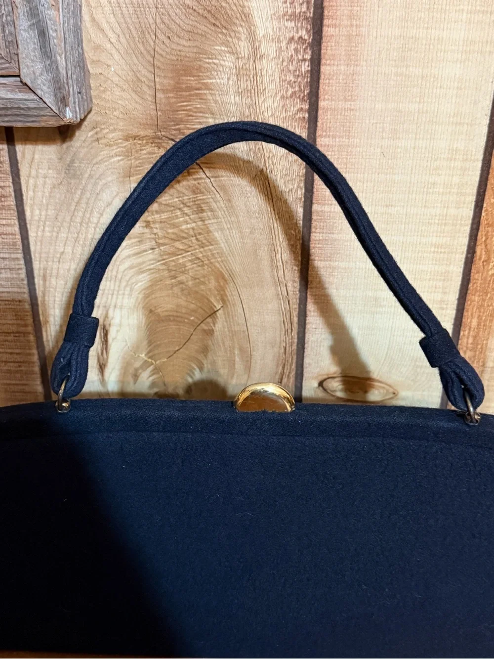 Classic vintage Black Top-Handle Felt Women's Bag